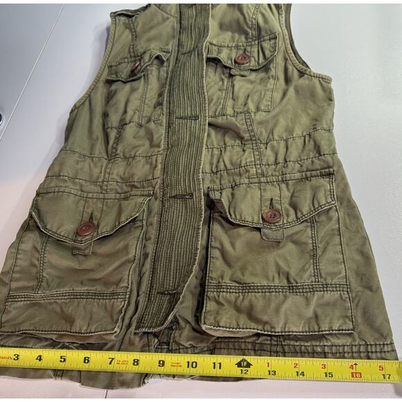Abercrombie & Fitch Womens XS Olive Green Button Up Gilet Utility Vest Military - Picture 6 of 7